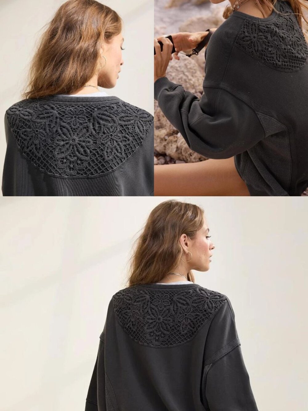 Aerie Keep It Light Crew Sweatshirt Smoked Gray XS